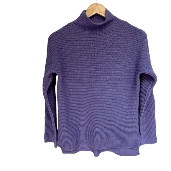 Bartolini Made In Italy Cashmere Blend Mock Neck Purple Sweater, Small - Picture 4 of 8